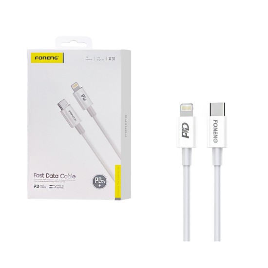 Cabo Foneng X31 Tipo C para Lightning PD 27W 3A 1M Branco